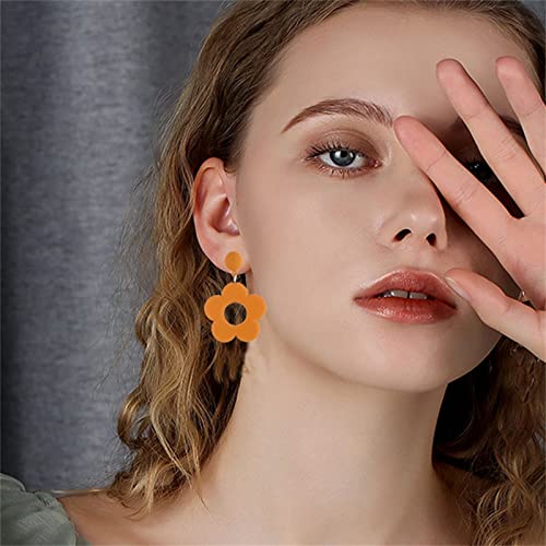 Onlyjump 60S 70S Flower Dangle Earrings For Women Girls Retro Daisy Flower Floral Dangle Earring Handmade Bohemian Earring (Yellow) #TOP1