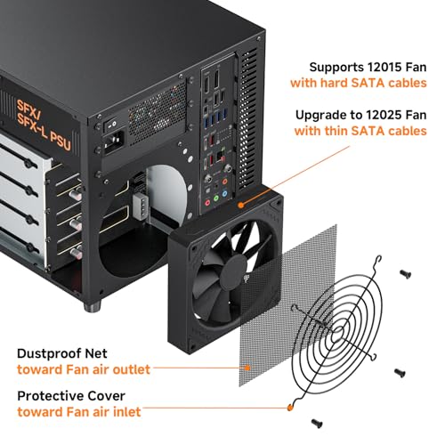 Image of Mini ITX NAS Case, 4 Hot-Swap 3.5 HDD Bay NAS PC Chassis, Supports SFX /SFX-L /Flex PSU & 120mm Fan, Compact ITX Computer Case for Home Office Storage - Black