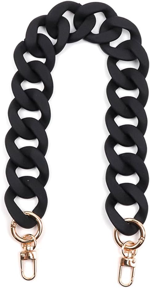 Flat Chain Strap 17.7"/45cm Shoulder Bag Strap Replacement Decorative DIY Purse & Handbag Strap Accessories, Matte Black