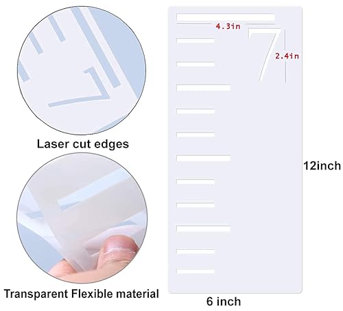 Miniatura 2 de Plantilla de regla de tabla de crecimiento de 7 pies, tabla de crecimiento de altura para bebés y niños, plantilla reutilizable, regla de pintura en
