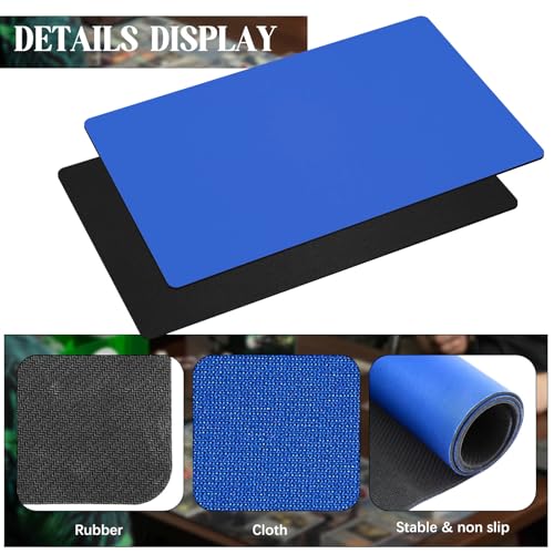 Image of Ecally 4 Pcs Card Game Mats 24 x 14 Inch Playmat Table Smooth Playing Card Mat for TCG, Gameplay (Black,Blue)