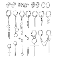 Orecchini Pendenti A Croce In Acciaio Inox - Stile Punk E Creoli Pieghevoli, Unisex