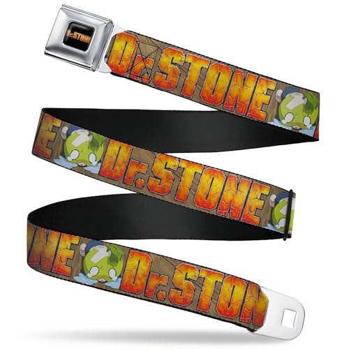 Crunchyroll Belt, Seatbelt Buckle Belt, Dr Stone Title Logo and Suika Crying Pose Browns, 24 to 38 Inches