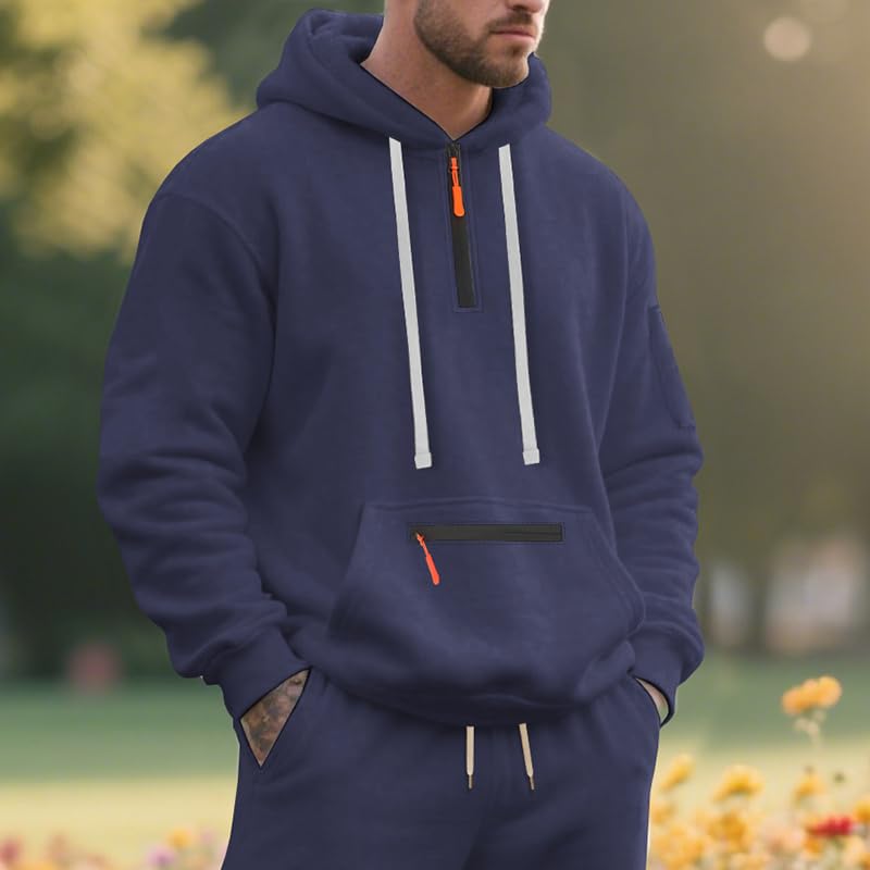 Men Autumn/Winter Fleece Sweatshirt 1/4 Zipper Long Sleeve Sports Hoodie with Pockets Military Tactical Sweatshirt2