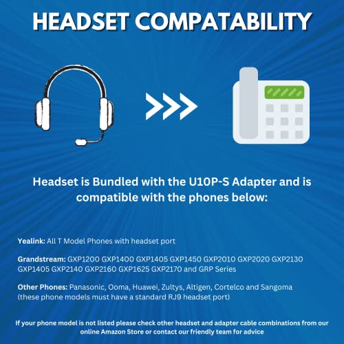 Truvoice Hd-500 Deluxe Headset With Noise Canceling Microphone & Hd Sound - Compatible With Yealink T19 T20 T21 T22 T23 T26 T27 T28 T29 T32 T36 T38 T40 T41 T42 T46 T48 T52 T54, Grandstream & Snom #TOP4