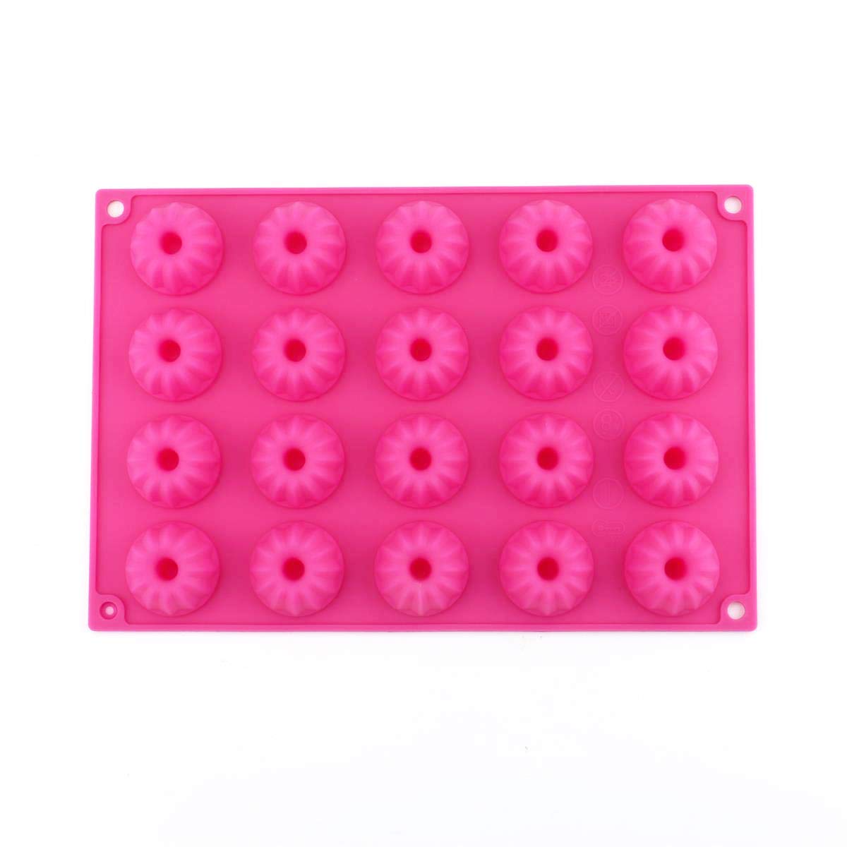 Tebery 2 unidades de 20 cavidades mini molde de silicona para hornear cubitos de hielo, molde de chocolate, 30 x 20 x 2,2 cm, color rosa