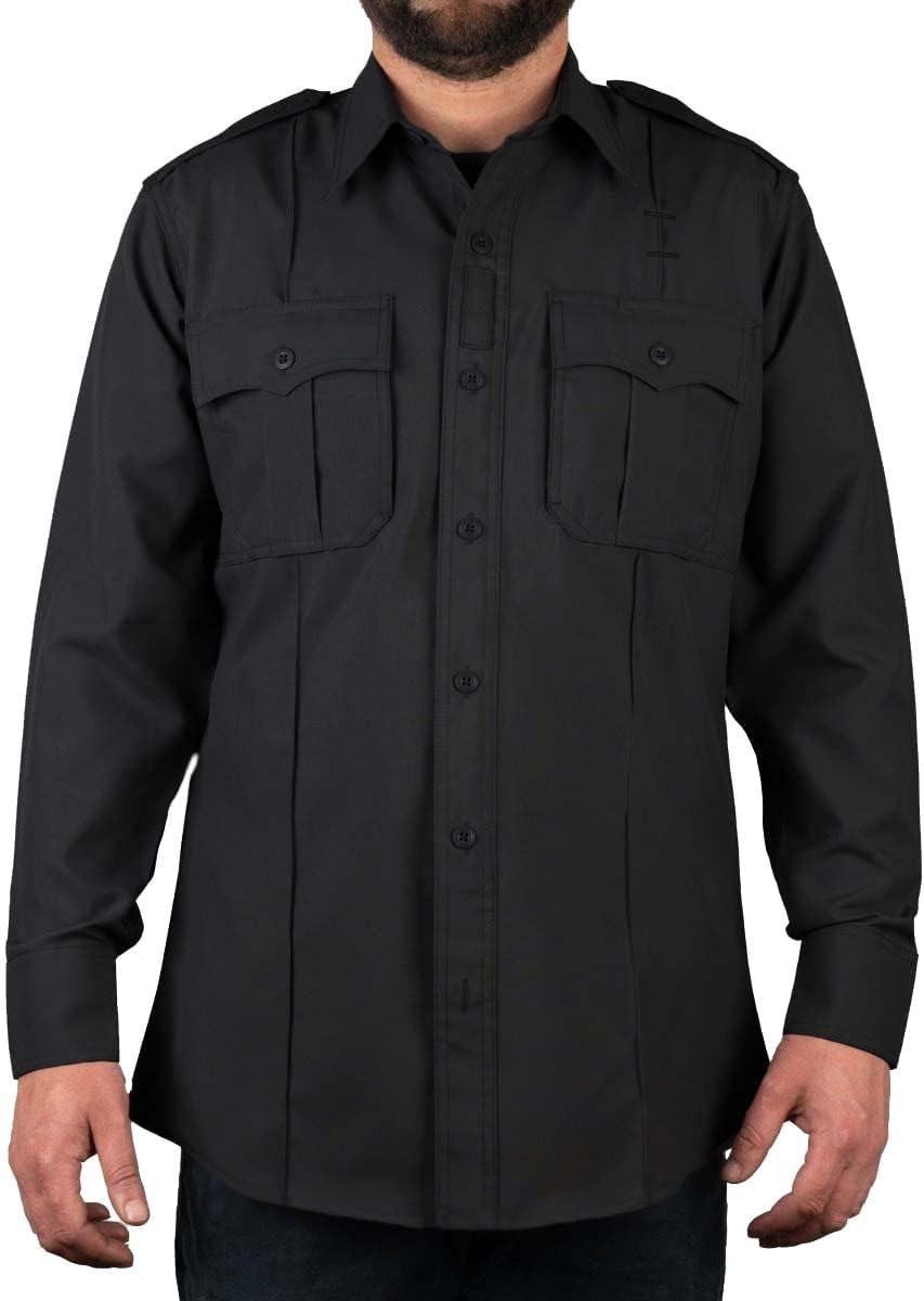 100% Polyester Short & Long Sleeve Zippered Uniform Shirt 4 Pocket Hidden, Law Enforcement BDU Zipper Closure.