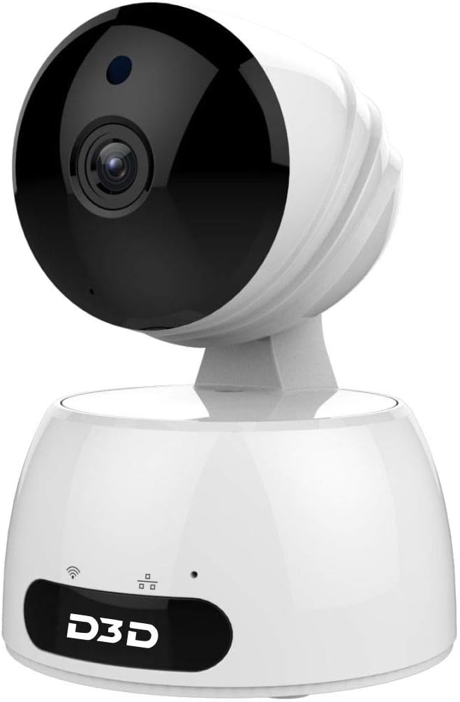 D3D Smart Pan Tilt Home Security WiFi Camera | Wireless Indoor Security 360° 2 0Mp 1080P (Full HD) | Up to 30 Ft Night Vision | Micro SD Card Slot 8X Zoom | Support Fire Gas Door Sensors (829)