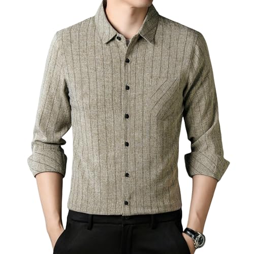 Chemise chanvre coton rayé homme manches longues respirante légère
