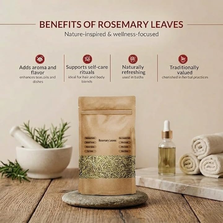 Rosemary Dried Leaves 100g For Hair Care & Hair Growth Support | Perfect for Seasoning Pasta, Soups, Salads & Herbal Tea
