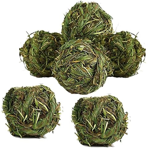 CAMITER 6pcs Rabbit Chew Ball Timothy Grass Grinding Small Animal Activity Play Chew Toys for Bunny Rabbits Hamster Guinea Pigs Gerbils Cover