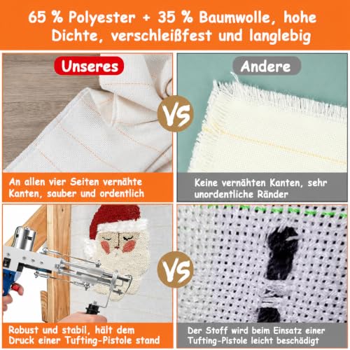 2er-Set Tufting-Tuch 200 x 150 cm – Mönchstoff mit markierten Linien – Bild 4