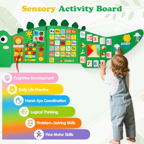 Image of Weihnacht Wall Busy Board Panels,9-in-1 Montessori Sensory Toys, Toddler Learning Activity Center,Montessori Philosophy Sensory, Educational Toys, Conducive to All-Round Development
