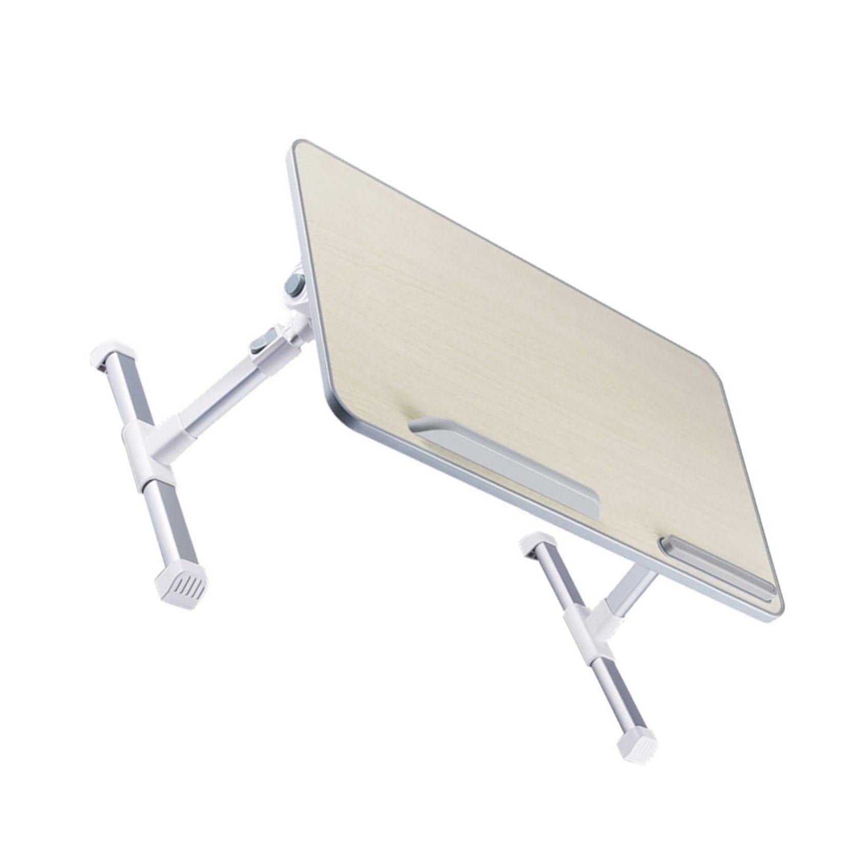 Bureau d'ordinateur pliable compact et table d'écriture ajustable en bois beige