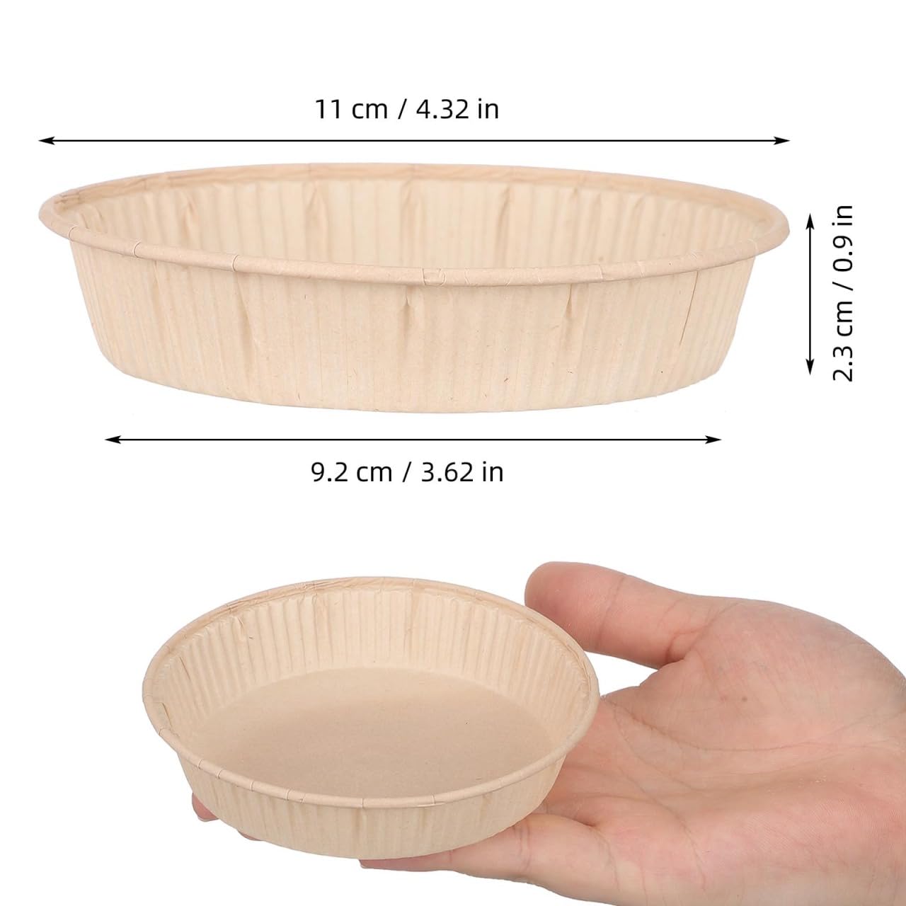 Amosfun 100 mini bandejas redondas para hornear, resistentes a altas temperaturas, aptas para horno, pequeñas bandejas para hornear para pasteles, quiches, postres, uso doméstico y profesional