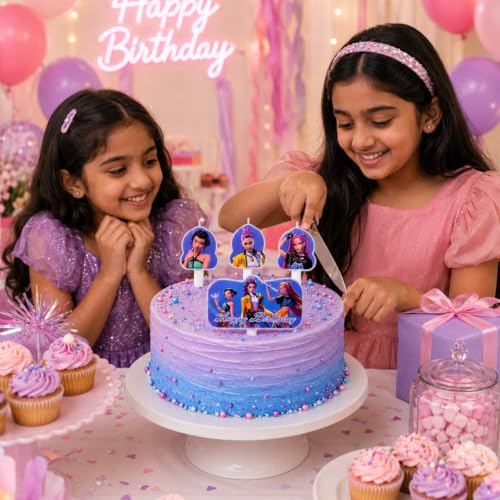 Image of Wanna Party Korean Pop Inspired Fantasy Hunter Birthday Cake Candles - 4PC Set, Decorative Character Theme Candle Toppers for Kids Birthday Party, Cake Decoration