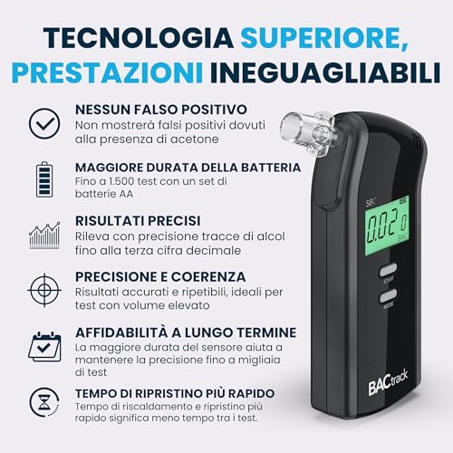 BACtrack Etilometro S80, Precisione di Livello Professionale, Approvato DOT & NHTSA, Approvato FDA 510(k), Etilometro Portatile per uso Personale e Professionale - 4