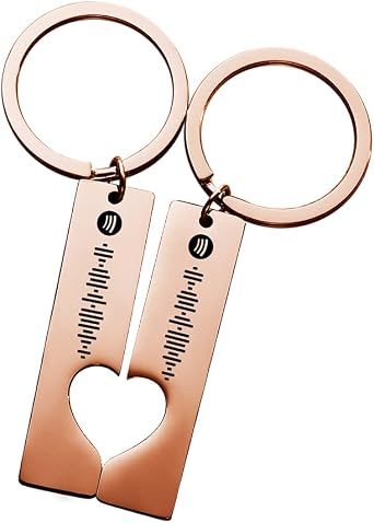Personalized Music Spotify Code Keychain Custom Engraved Song Stainless Steel Heart Couples Keychain Gifts