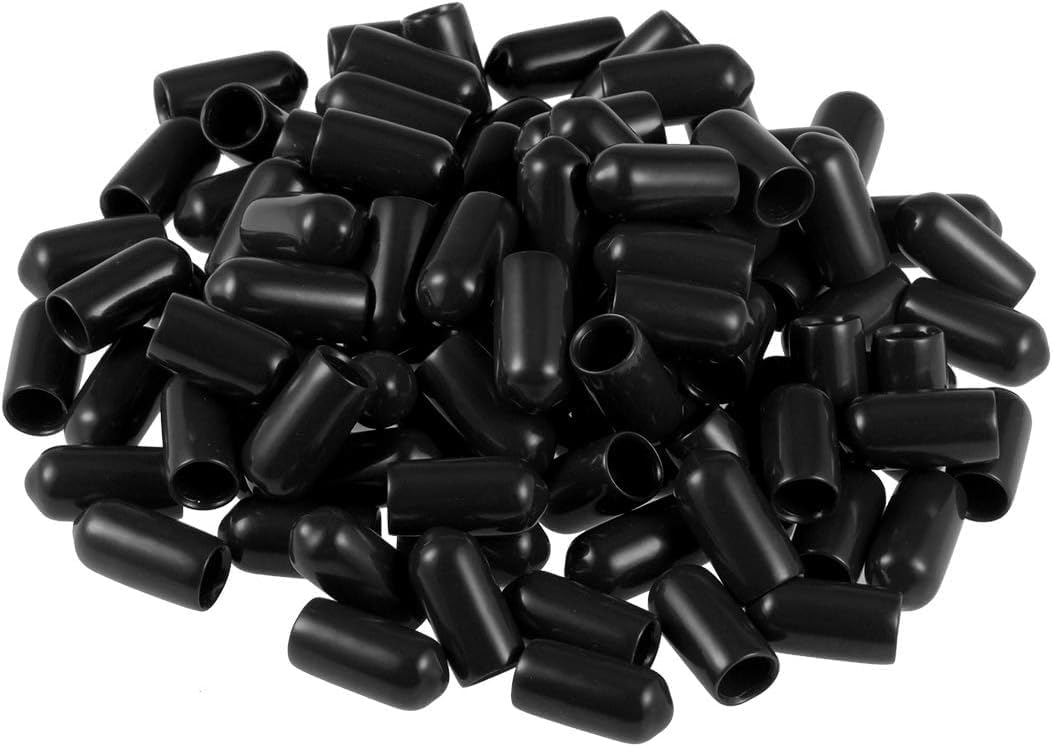 100pcs Rubber End Caps 6mm ID Vinyl Round End Cap Cover Screw Thread Protector Vinyl Bolt Screw Cover Caps Rubber Screw Caps Rubber Bolt Covers Caps