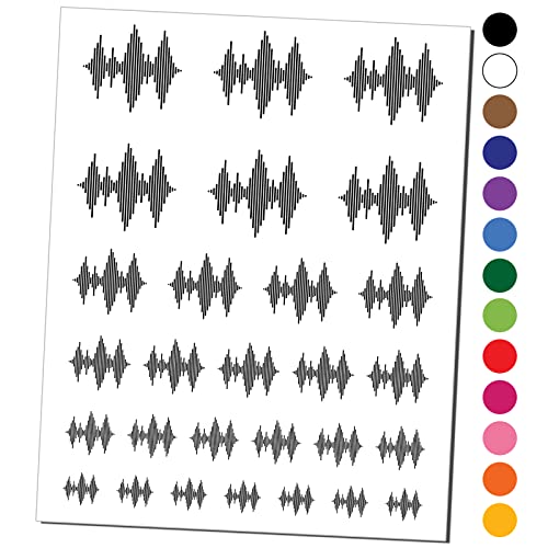 Sound Waves Music Temporary Tattoo Water Resistant Fake Body Art Set...