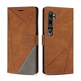 SONWO Hülle für Xiaomi Mi Note 10 Pro/Xiaomi Mi Note 10, Premium PU Leder Handyhülle Flip Hülle Wallet Silikon Schutzhülle Klapphülle für Xiaomi Mi Note 10 Pro/Xiaomi Mi Note 10, Braun