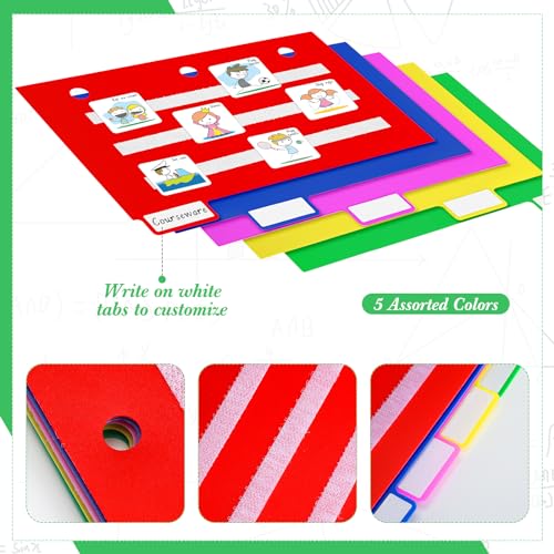Zhanmai 10 Pcs Communication Book Color Binder Dividers Small Tools for Visual Schedule Picture Cards with 100 Adhesive Labels 40 Hook Loop Strip 200 Dots for Kids Autism Aba, ADHD School Office Home - Image 5