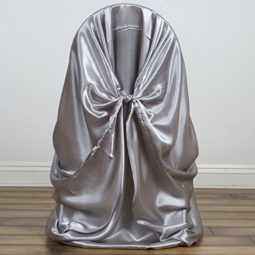 Balsacircle 50 Pcs Silver Universal Satin Chair Covers Slipcovers For Wedding Party Ceremony Reception Decorations #TOP1