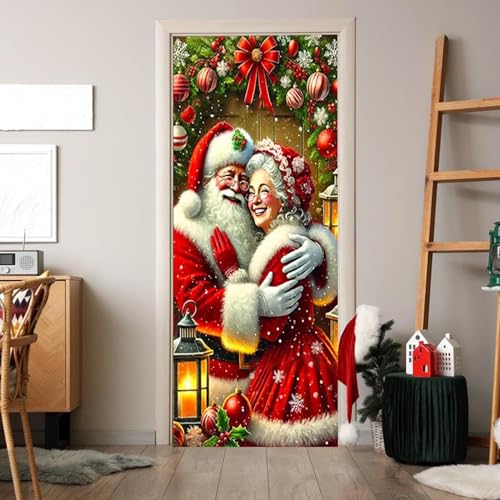 Couvertures de porte décoratives de Noël en textile premium durable - 7