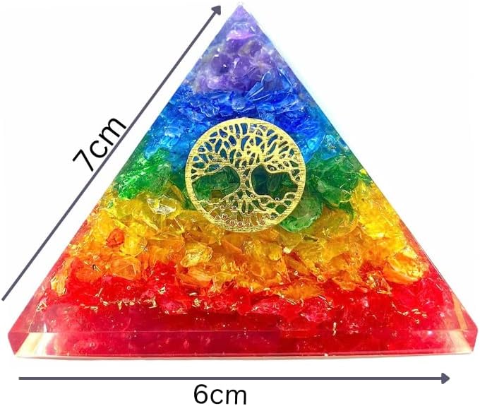 Miniatura 4 de Spiritual Elementz - Pirámide de orgón de 7 chakras (3 pulgadas) incluye 4 puntos de energía de cuarzo de cristal