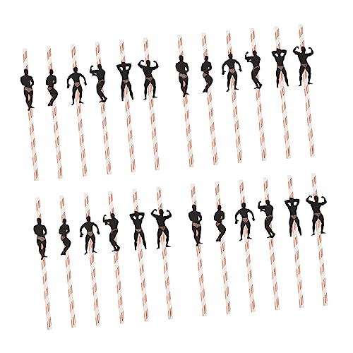 24 pitillos desechables con rayas doradas miniatura 1