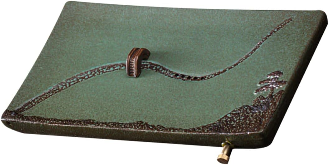 Ceramic Tea Serving Tray Dual Drainage Design Rectangular Water Storage for Home Use Vintage Teapot Holder Wear-Resistant Tea Table Ornament