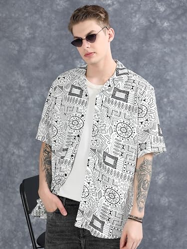Image of StitchX Men's Half Sleeve Aztec Printed Cuban Collar Shirt