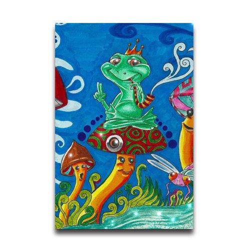 Psychedelic Trippy Mushroom King Of Frog Kids Poster Home Decor