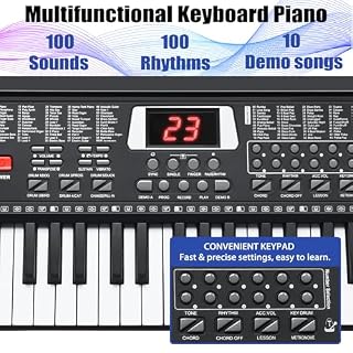 61 Key Keyboard Piano, Portable Electronic Keyboard Piano for Beginners with Speakers, Microphone, Sheet Music Stand, 100 Voices, 100 Rhythms, Digital Music Keyboard Built-In Speakers – Black - Les Beatles, Paul McCartney, John Lennon, RIngo Starr, George Harrison 61 Key Keyboard Piano, Portable Electronic Keyboard Piano for Beginners with Speakers, Microphone, Sheet Music Stand, 100 Voices, 100 Rhythms, Digital Music Keyboard Built-In Speakers - Black – Image 2