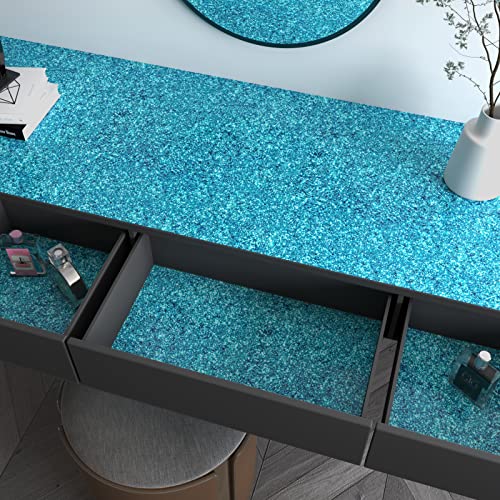 Decotalk Blue Glitter Wallpaper Stick And Peel Glitter Wallpaper 17.7"X120" Blue Wallpaper Glitter Contact Paper For Walls Removable Glitter Wall Paper For Gifts Wrapping Sparkle Wallpaper Decorative #TOP2