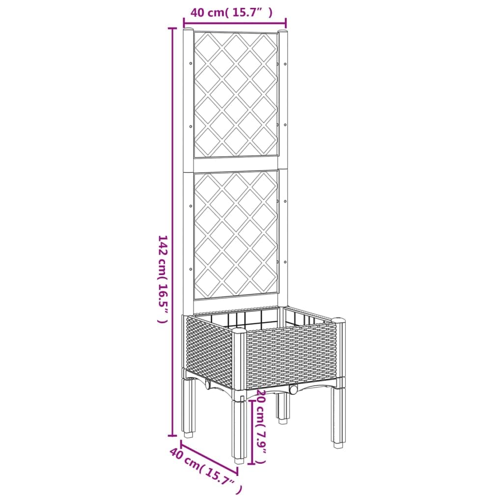 Jardinera con Enrejado PP marrón 40x40x142 cm Jardinera con celosia Jardinera con Enrejado jardineras