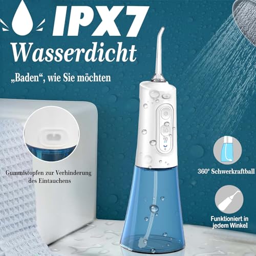 SURFOU Munddusche Kabellos Water Flosser for Teeth, Elektrische Zahnzwischenraumreiniger Oral Irrigator Zahndusche Wasser Zahnreiniger, Elektrisch Zahnseide Wasserflosser für Zähne – Bild 7