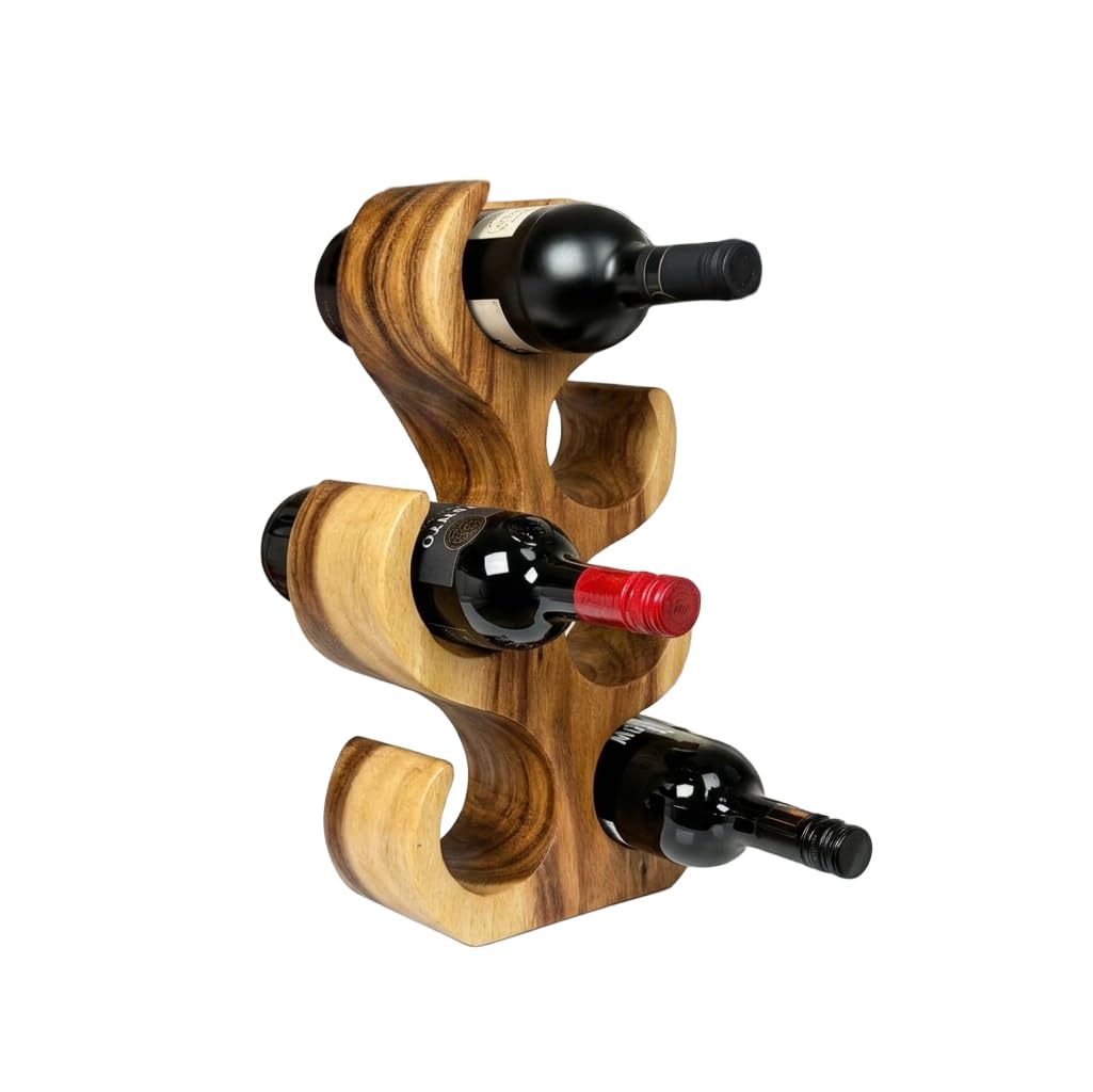 Crafty Artisan Wooden tree 6 bottle free standing wine rack holder in natural (natural)