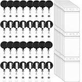 50 Pack Retractable Badge Reels with Swivel Alligator Clip and 50 Pack Vertical ID Card Holders Retr