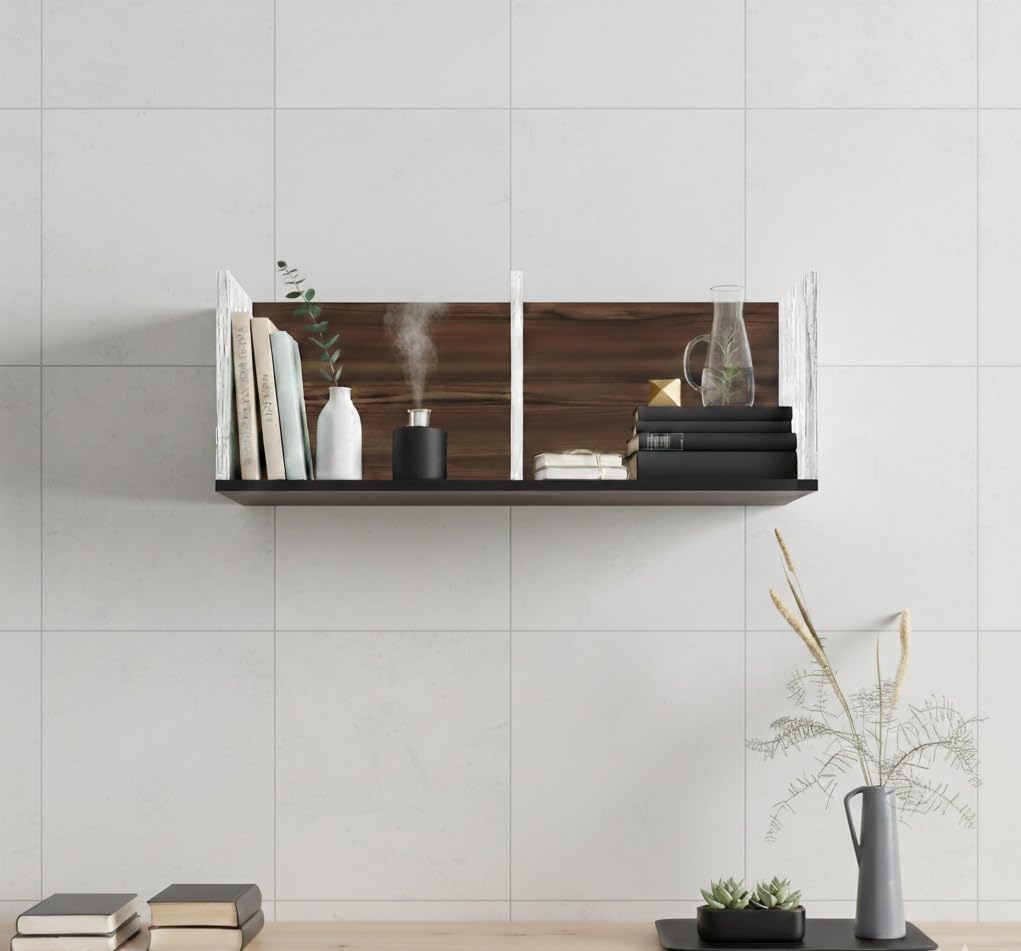 Ankit Crafts Long Floating Wall Shelf Walnut White-picture-10