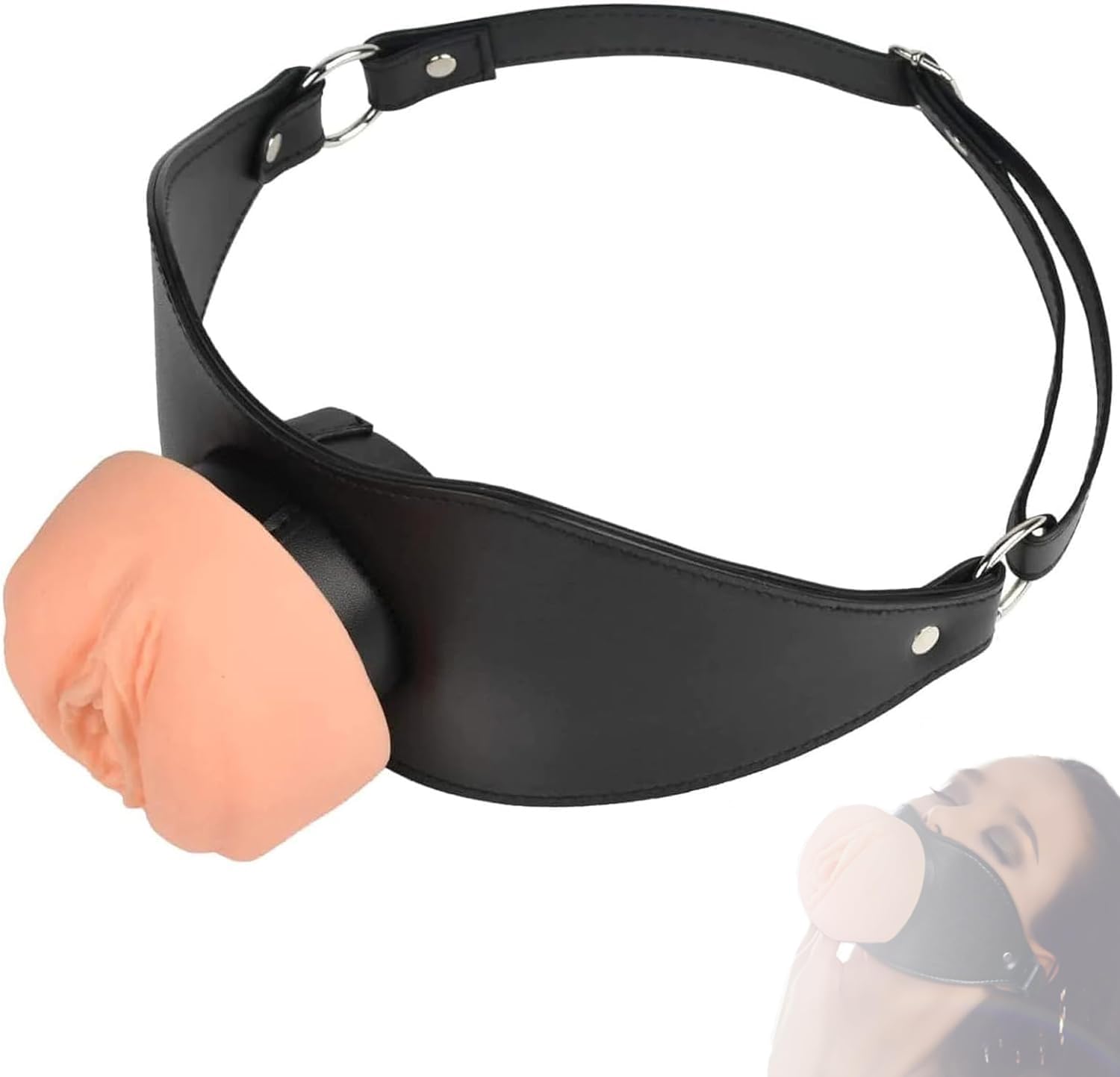 Silikon-Muschi-Mundknebel BDSM Mundknebel mit offenem Mund Vaginalknebel mit verstellbarem Ledergürtel