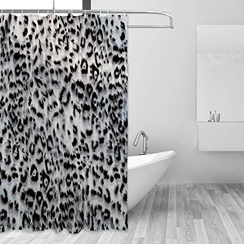 Rideau de douche imprimé léopard en tissu polyester imperméable à œillets renforcés