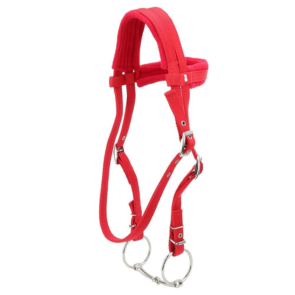 TOPINCN Brida de caballo, rojo ajustable Caballo Brida Reno Arnés Cabezas Caballo Bit Horse Equestrian Accesorios con Cojín Suave