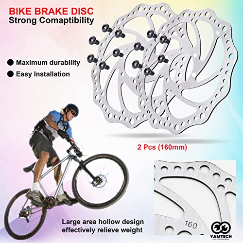 YAMTECH 2pcs Disc Brake Rotor 160mm with 12 Bolts Stainless Steel Bicycle Rotors Screws for Road Bike and Mountain Bike MTB BMX Bicycle Accessories - Image 4