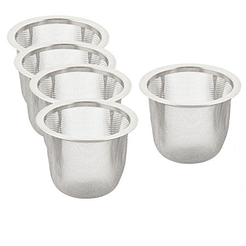 uxcell Stainless Steel Round Mesh Reusable Tea Leaf Spice Teapot Filter Strainer 60mm Dia 5pcs
