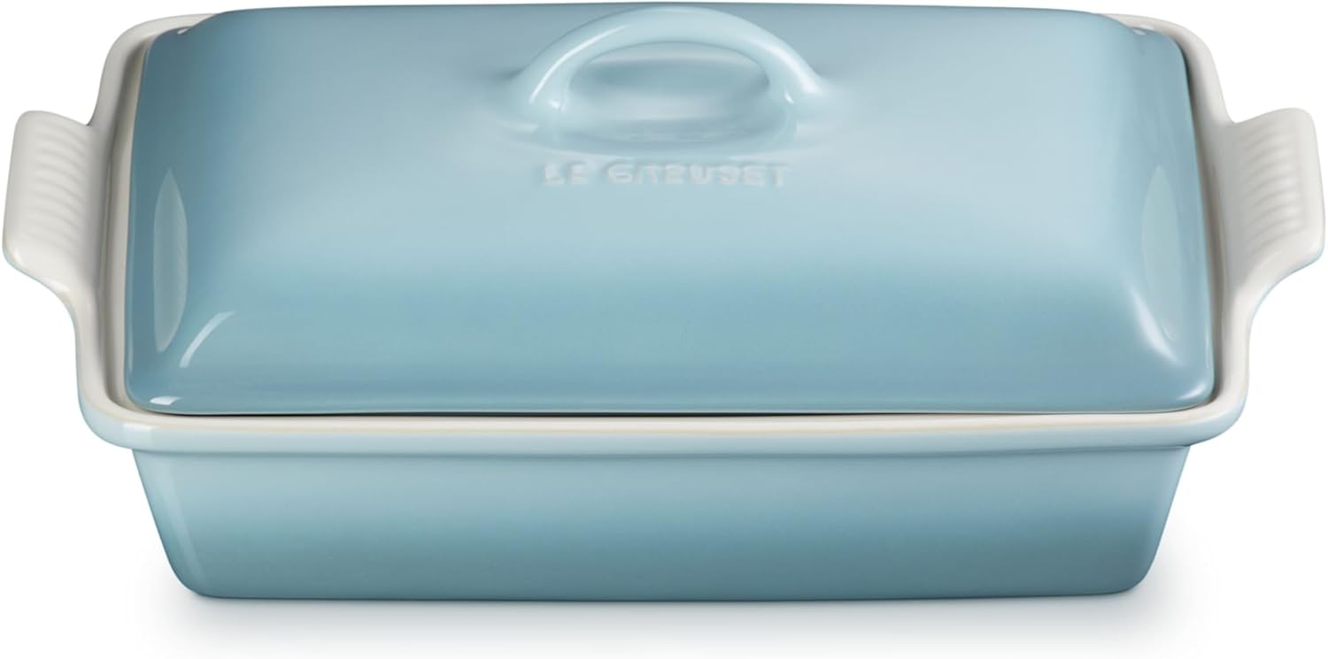Le Creuset Stoneware Heritage Covered Rectangular Casserole, 4 qt. (12" x 9"), Sea Salt