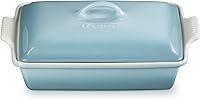 Le Creuset Heritage 4qt Covered Rectangular Stoneware Casserole, Sea Salt - Even Heat, Oven-to-Table