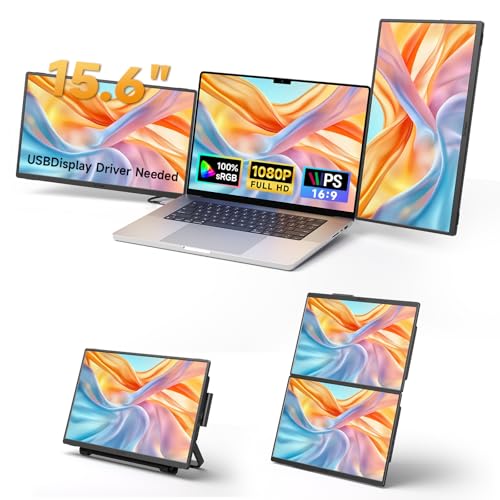 JSAUX FlipGo Horizon Pro Triplo Schermo per PC Portatile con design Snap Lock magnetico, 15,6' FHD 1080P Doppio Monitor Portable per Laptop 13'-16'' per Windows/MacOS-Driver richiesto