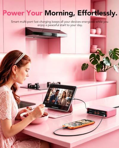 Image of 8-in-1 Charging Station for Multiple Devices,Fast Charger with 65W Cable | 105W Retractable Charger,Retractable Charging Station for iPhone 17,Galaxy S26,Tablet,Laptops,Home Office,Desktop Accessories