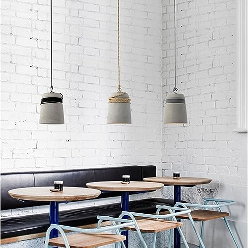 Lampe suspendue E27 en ciment et métal rétro pour salle à manger